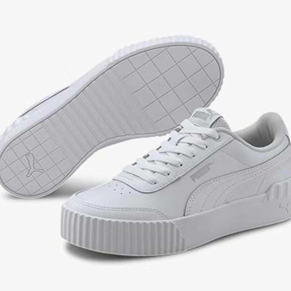 Puma white carina 2.0 platform leather soft foam sneaker casual athleisure 9.5 - Picture 3 of 9